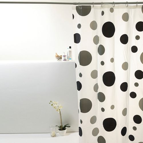 Cortina Box Peva Bolas Pretas 180X160Cm - Uzoo