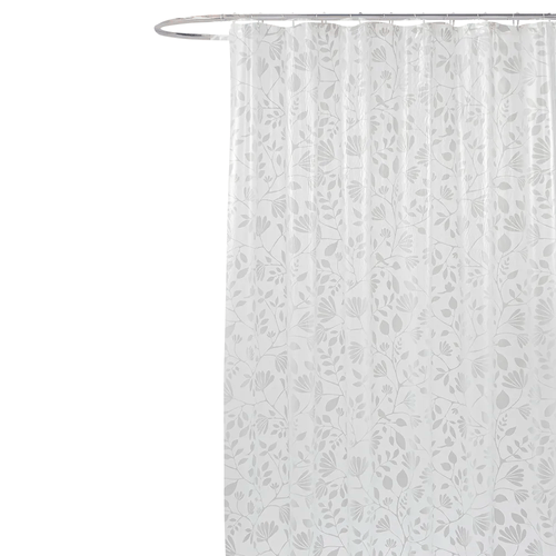 Cortina Box Pvc Floral Cinza 198X180Cm - Uzoo