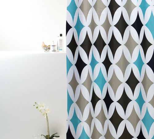 Cortina Box Poliéster Geometrico Preto 198X180Cm - Uzoo