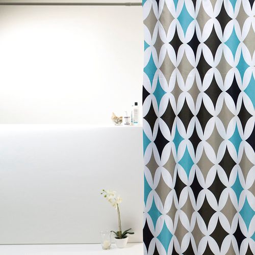Cortina Box Poliéster Geometrico Preto 198X180Cm - Uzoo