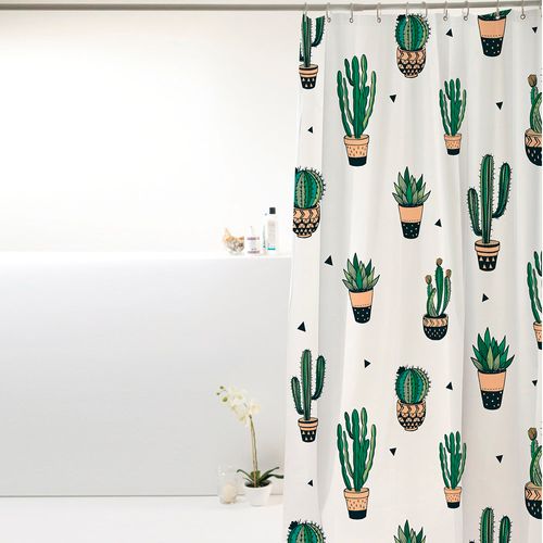 Cortina Box Poliéster Cactos Verde 198X180Cm - Uzoo