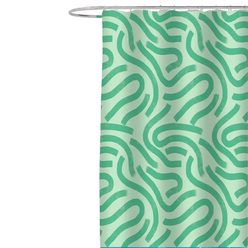 Cortina Box Poliéster Linhas Fun Verdes 198X180Cm - Uzoo