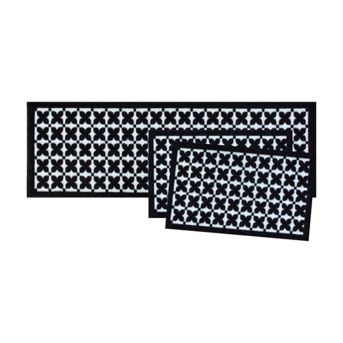 Jogo Tapete De Cozinha 3 Pç Efeito Flor 110X36Cm - 60X36Cm - Uzoo