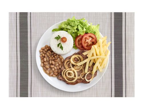 Jogo Americano Textilene Casual Faixa Bege e Cinza 45X30Cm - Uzoo
