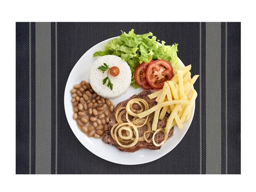 Jogo Americano Textilene Casual Faixa Preto e Bege 45X30Cm - Uzoo