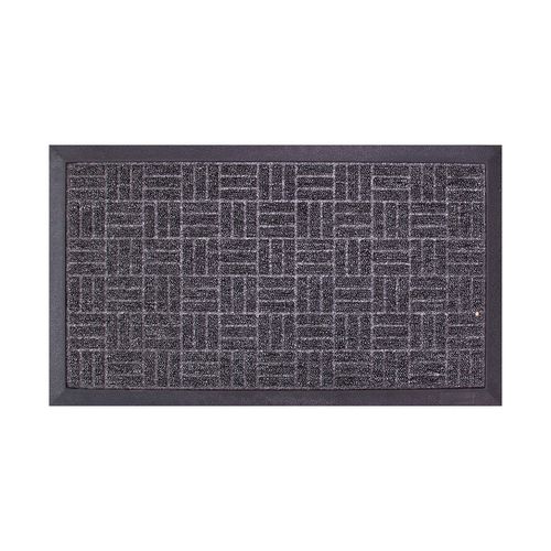 Capacho Textura Quadriculada Com Borda Fenice Cinza Escuro 69X39Cm - Uzoo