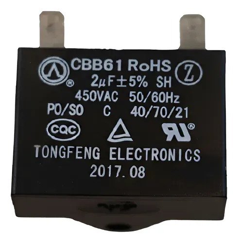 Capacitor de Motor Ventilador 2µF - KOHV 09 FCQC 1HX / KOH 09 FCQC 1HX / KOHE 12.18 1HX - Komeco