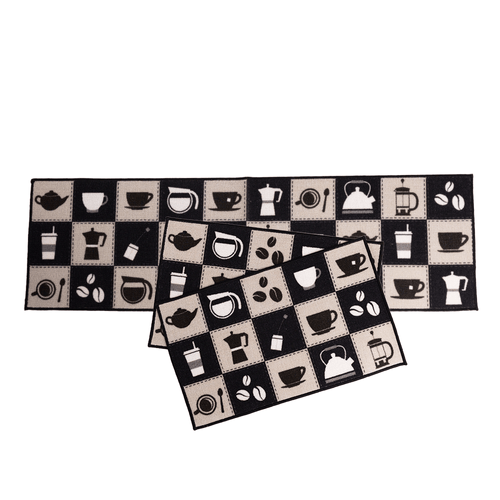 Jogo de Cozinha 3 Pçs Café Quadriculado 150X45 / 75X45cm - Uzoo