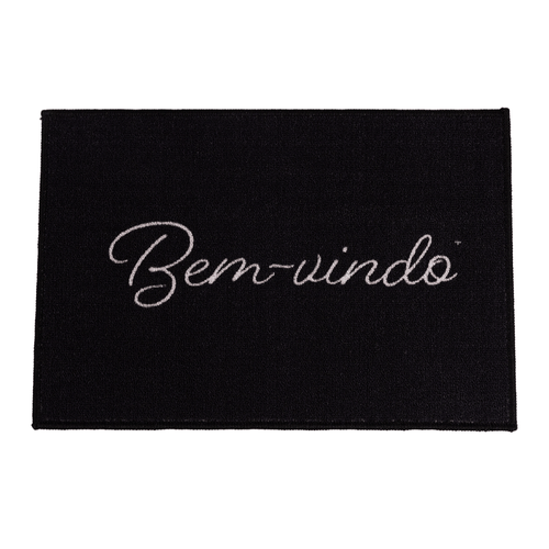 Tapete de Entrada Bem-Vindo Preto 60X40cm - Uzoo