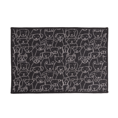 Tapete de Entrada Cachorros Cinza 60X40cm - Uzoo