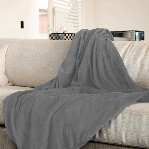 Manta Microfibra Requinte Queen Cinza 220X240cm - Uzoo