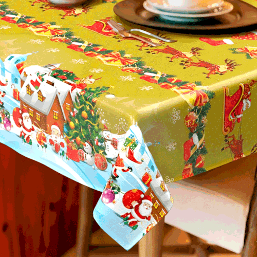 Toalha Pronta Glitter Natal Cidade Dourada 1.40X1.40m - Uzoo