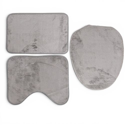Jogo de Tapetes 3 Pçs Comfort Cinza 58X38 / 50X40 / 43X37cm - Uzoo