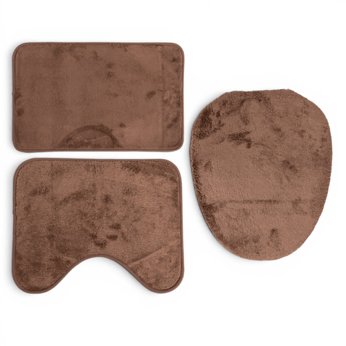 Jogo de Tapetes 3 Pçs Comfort Marrom 58X38 / 50X40 / 43X37cm - Uzoo