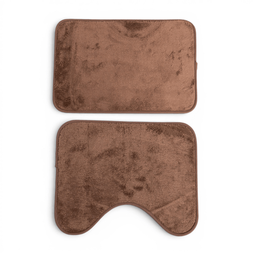 Jogo de Tapetes 2 Pçs Comfort Marrom 58X38 / 50X40cm - Uzoo